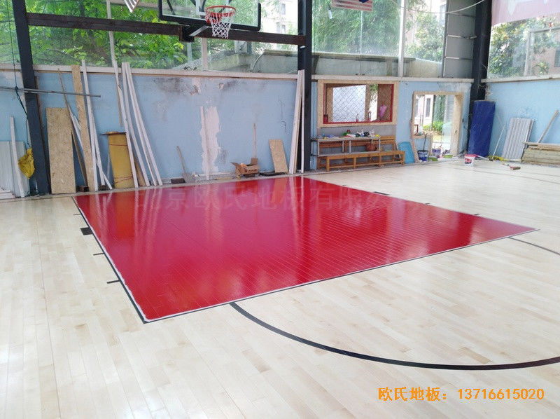 湖北黃石黃金海灣籃球訓練館運動木地板鋪設(shè)案例0